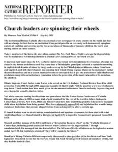 Published on National Catholic Reporter (http://ncronline.org) http://ncronline.org/blogs/examining-crisis/church-leaders-are-spinning-their-wheels? Church leaders are spinning their wheels By Maureen Paul Turlish SNDdeN
