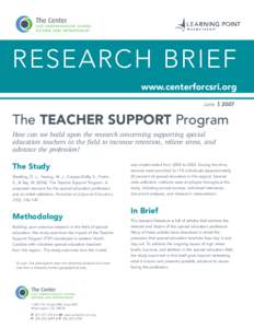June 2007 Research Brief (PDF) - The Teacher Support Program
