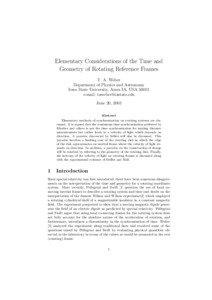 Elementary Considerations of the Time and Geometry of Rotating Reference Frames T. A. Weber