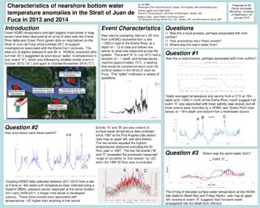 Characteristics of nearshore bottom water temperature anomalies in the Strait of Juan de Fuca in 2013 and 2014 Introduction Event Characteristics Questions