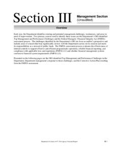 Section III  Management Section (Unaudited)  Overview