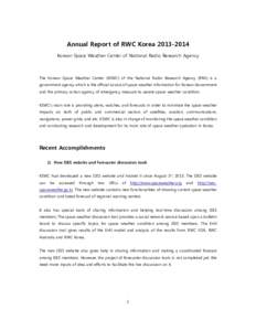 Microsoft Word - Korea_RWC_AnnualReport_2014.docx
