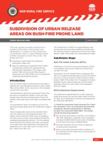 SUBDIVISION OF URBAN RELEASE AREAS ON BUSH FIRE PRONE LAND URBAN RELEASE AREA USER GUIDE