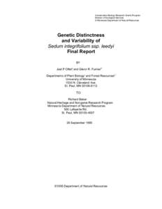 Genetic distinctness and variability of Sedum integrifolium spp. leedyi final report