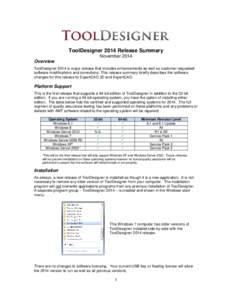 ToolDesigner 2014 Release Summary