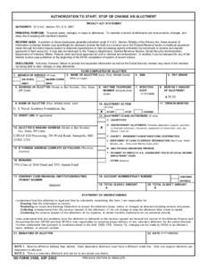 DD Form 2558, Authorization to Start, Stop or Change an Allotment, September 2002