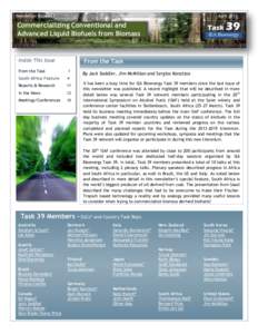 Newsletter Issue #33  April 2013 Commercializing Conventional and Advanced Liquid Biofuels from Biomass