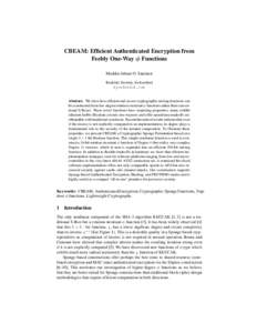 CBEAM: Efficient Authenticated Encryption from Feebly One-Way φ Functions Markku-Juhani O. Saarinen Kudelski Security, Switzerland [removed]