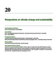 20 Perspectives on climate change and sustainability Coordinating Lead Authors: Gary W. Yohe (USA), Rodel D. Lasco (Philippines)