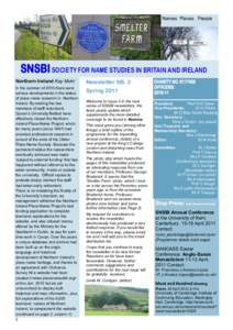 Names Places People  SNSBI SOCIETY FOR NAME STUDIES IN BRITAIN AND IRELAND Northern Ireland Kay Muhr  Newsletter NS. 2
