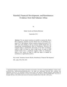 Rainfall, Financial Development, and Remittances: Evidence from Sub-Saharan Africa by Rabah Arezki and Markus Brückner September 2011