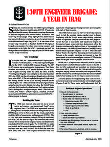 130th Engineer Brigade: A Year in Iraq By Colonel Thomas W. Kula S