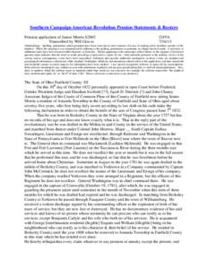 Southern Campaign American Revolution Pension Statements & Rosters Pension application of James Morris S2865 Transcribed by Will Graves f24VA[removed]