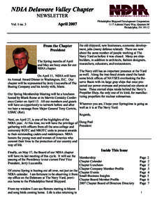 NDIA Delaware Valley Chapter NEWSLETTER Vol. 1 no. 3 April 2007