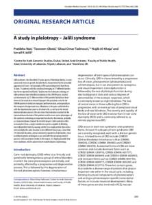 Hamdan Medical Journal  2013; 6:233–240 (http://dx.doi.orghmj.v6i2.248)    Original Research Article A study in pleiotropy – Jalili syndrome