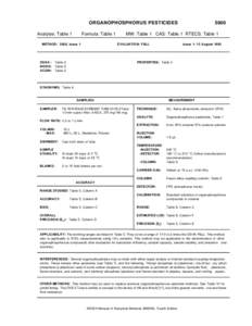 ORGANOPHOSPHORUS PESTICIDES Analytes: Table 1 Formula: Table 1  METHOD: 5600, Issue 1
