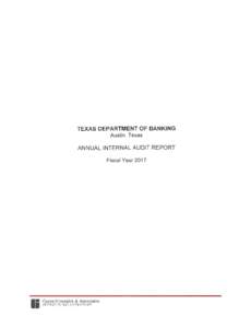 Texas Department of Banking Annual Internal Audit Report FY 2017