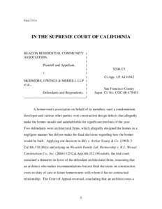 FiledIN THE SUPREME COURT OF CALIFORNIA BEACON RESIDENTIAL COMMUNITY ) ASSOCIATION,