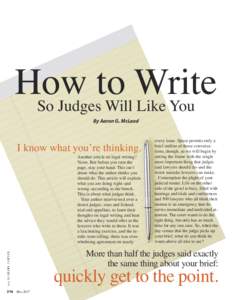 How to Write So Judges Will Like You By Aaron G. McLeod