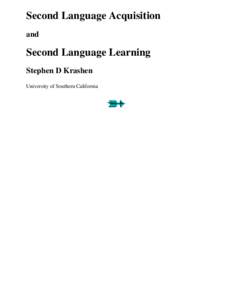 Second Language Acquisition and Second Language Learning - Cover