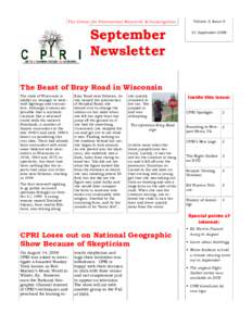The Center for Paranormal Research & Investigation  September Newsletter  Volume 3, Issue 9