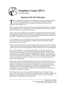 Tompkins County SPCA Cat Care Series Coping with Cat Allergies  T