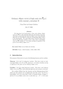 Ordinary elliptic curves of high rank over Fp (x) with constant j-invariant II Claus Diem and Jasper Scholten July 17, 2006  Abstract