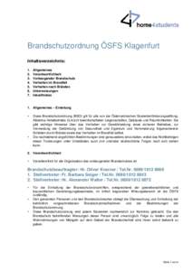 Brandschutzordnung ÖSFS Klagenfurt Inhaltsverzeichnis: .