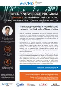 OPEN KNOWLEDGE PROGRAM module 3 - Fundamentals of Electronic Excitations and Spin Dynamics in Dirac Matter Transport properties in materials and devices: the dark side of Dirac matter