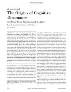 P SY CH OL OG I C AL S CIE N CE  Research Article The Origins of Cognitive Dissonance