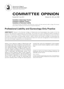 The American College of Obstetricians and Gynecologists WOMEN’S HEALTH CARE PHYSICIANS Committee Opinion Number 567 • July 2013