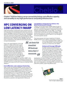 TECHNICAL BRIEF  Chelsio® T420 low latency server connectivity brings cost-effective capacity
