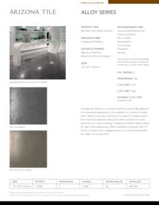 PORCELAIN & CERAMIC  ALLOY SERIES PRODUCT TYPE  RECOMMENDED USES