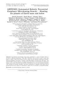 Exoplanets: Detection, Formation and Dynamics Proceedings IAU Symposium No. 249, 2008 A.C. Editor, B.D. Editor & C.E. Editor, eds. c 2008 International Astronomical Union