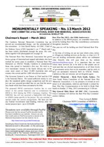 Monumentally Speaking is the occasional newsletter of the NSW Committee of the National Boer War Memorial Association No.13, MarchMONUMENTALLY SPEAKING - No. 13 March 2012 NSW COMMITTEE of the NATIONAL BOER WAR ME