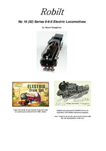 Robilt ElectricTender Locomotives