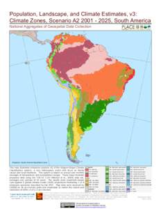 Population, Landscape, and Climate Estimates, v3: Climate Zones, Scenario A2, South America National Aggregates of Geospatial Data Collection Projection: South America Equidistant Conic