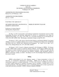 UNITED STATES OF AMERICA Before the SECURITIES AND EXCHANGE COMMISSION Washington, D.C[removed]ADMINISTRATIVE PROCEEDINGS RULINGS Release No[removed]February 3, 2015