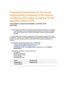 Social responsibility consultation responses form summer 2014
