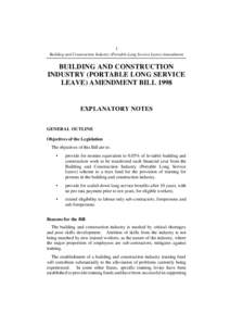1 Building and Construction Industry (Portable Long Service Leave) Amendment BUILDING AND CONSTRUCTION INDUSTRY (PORTABLE LONG SERVICE LEAVE) AMENDMENT BILL 1998
