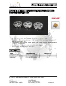 LEDIL F’FORM OPTICS Cute-3-DD (MR11), lenses for Sharp GM2BB… (Double Dome) LEDs -