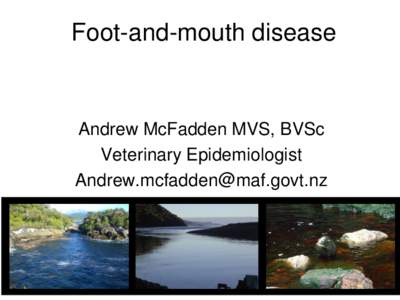 Foot-and-mouth disease  Andrew McFadden MVS, BVSc Veterinary Epidemiologist [removed]