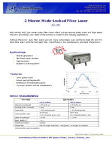 AdValue Photonics, Inc. [removed] www.advaluephotonics.com Tel: [removed]; Fax: [removed]Micron Mode-Locked Fiber Laser