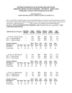 EPIC▪MRA STATEWIDE POLL OF ACTIVE AND LIKELY NOV VOTERS [FREQUENCY REPORT OF SURVEY RESPONSES – 600 SAMPLE – ERROR ±4.0%] Polling Dates: January 21, 2012 through January 25, 2012 Commissioned by the DETROIT FREE P