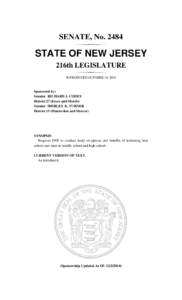 SENATE, No[removed]STATE OF NEW JERSEY 216th LEGISLATURE INTRODUCED OCTOBER 14, 2014