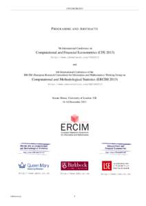 CFE-ERCIMP ROGRAMME AND A BSTRACTS 7th International Conference on