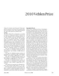 2010 Veblen Prize  Tobias H. Colding and William P. Minicozzi