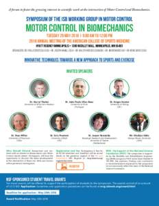 Symposium of the ISB Working Group in Motor Control at ACSB 2018