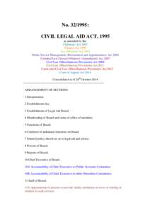 No: CIVIL LEGAL AID ACT, 1995 as amended by the: Childrens’ Act 1997 Finance Act 1999 Sex Offenders Act 2001