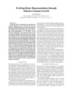 Evolving Better Representations through Selective Genome Growth Lee Altenberg
